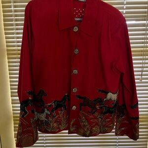 Anage Red Horse Embroidered Blazer